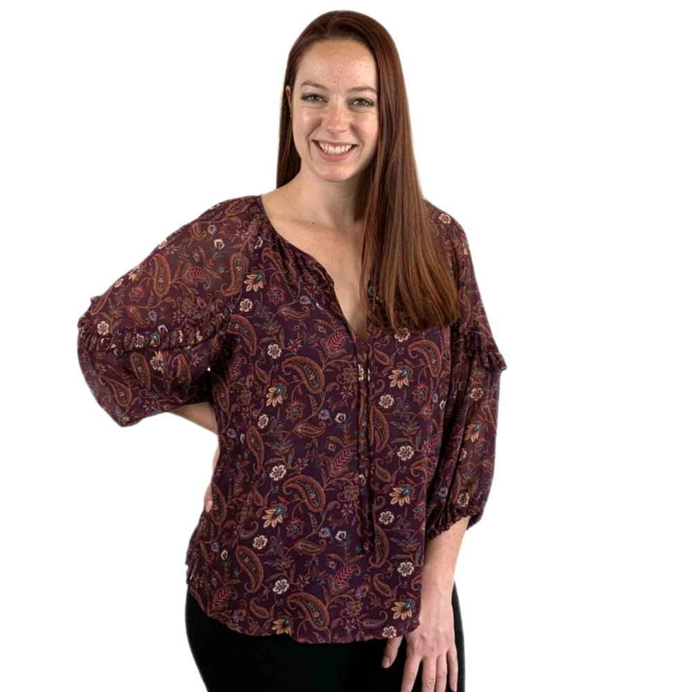 Chiffon Blouse with Sheer Sleeves by Veronica M.